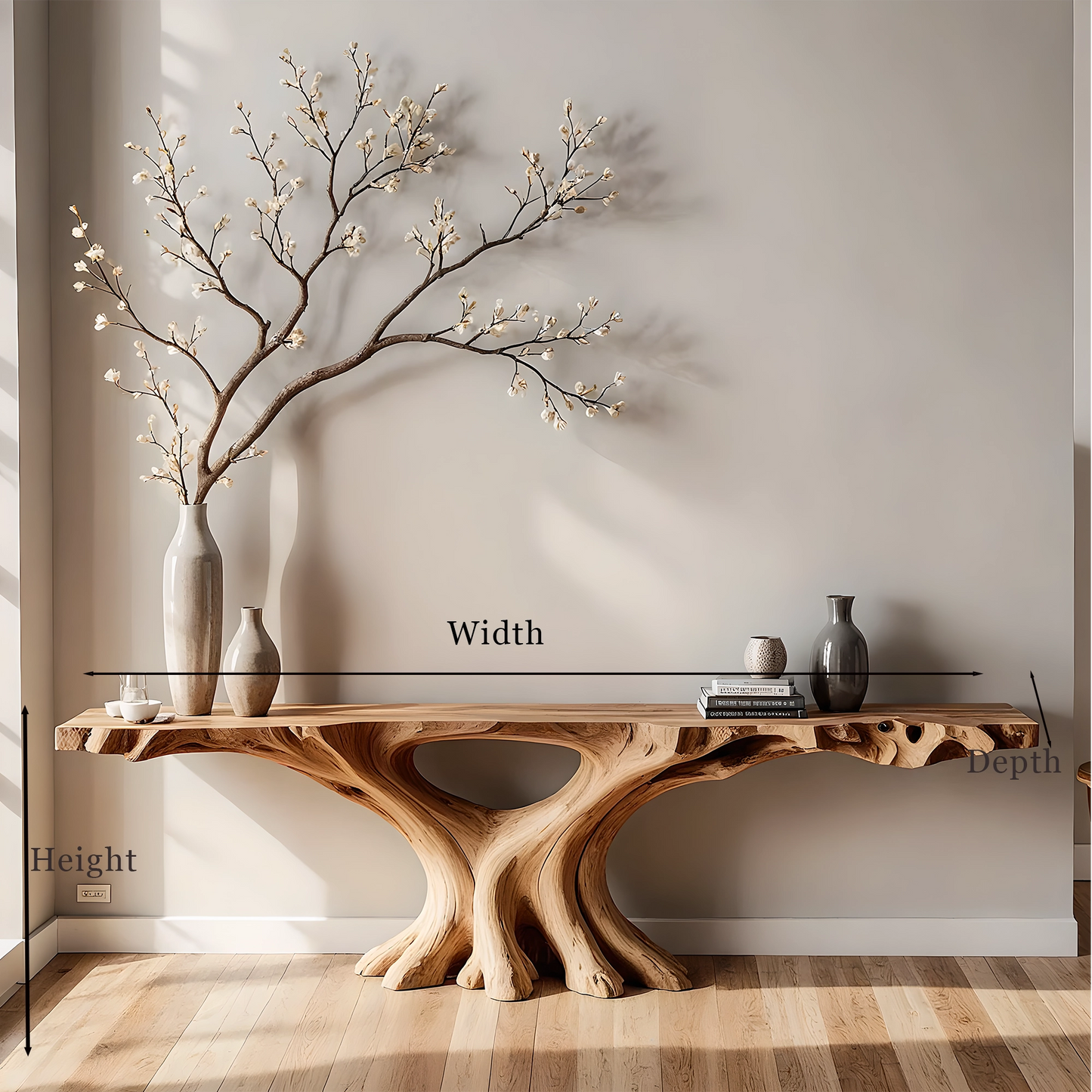 Handmade Solid Wood Console Table – Artistic Root Design