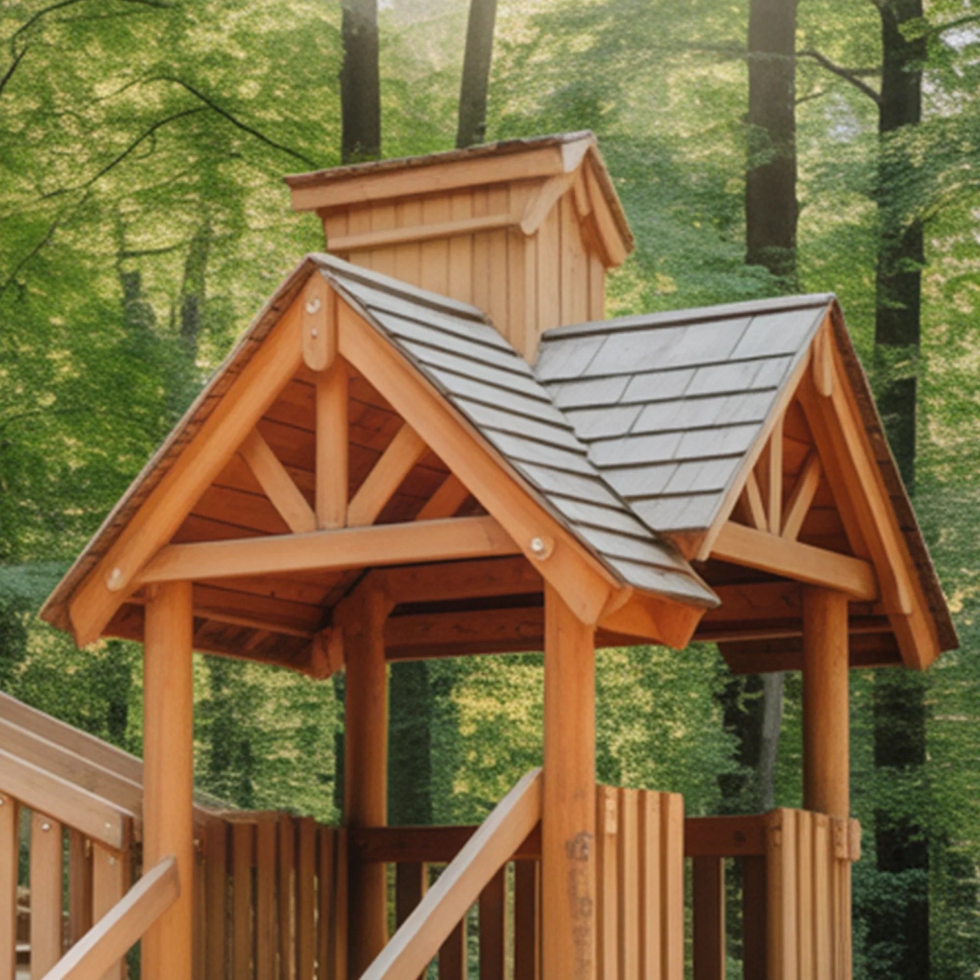 Deluxe Wooden Outdoor Playset with Twin Towers, Spiral Tube Slide, Rock Wall & Clubhouse – 9ft Height x 20ft Length x 10ft Width