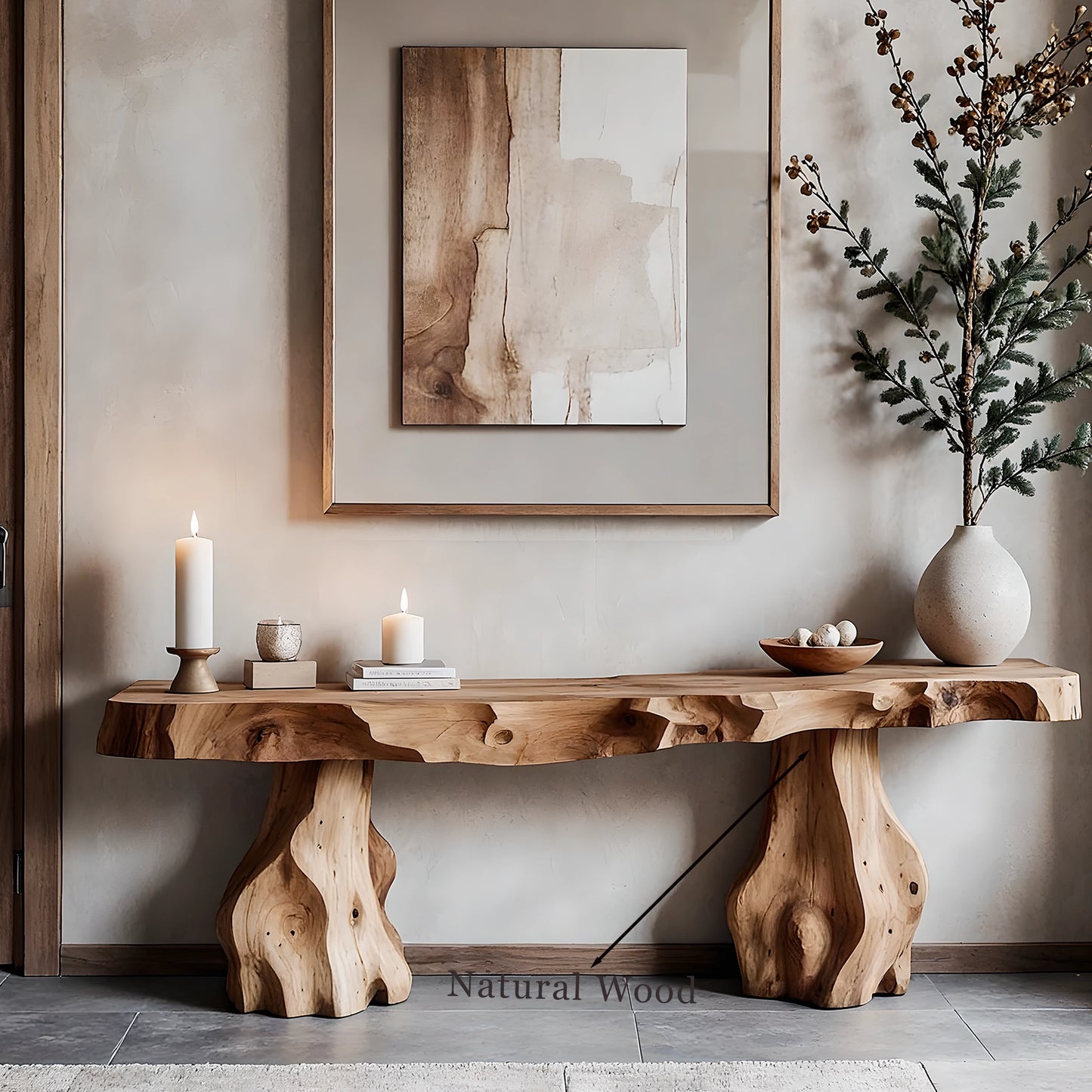 Solid wood console table modern rustic home decor accent for living room
