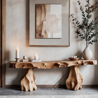 Solid wood console table modern rustic home decor accent for living room