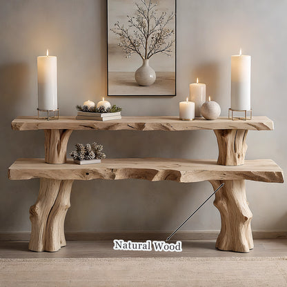 Farmhouse style console table solid wood entryway table for rustic home decor