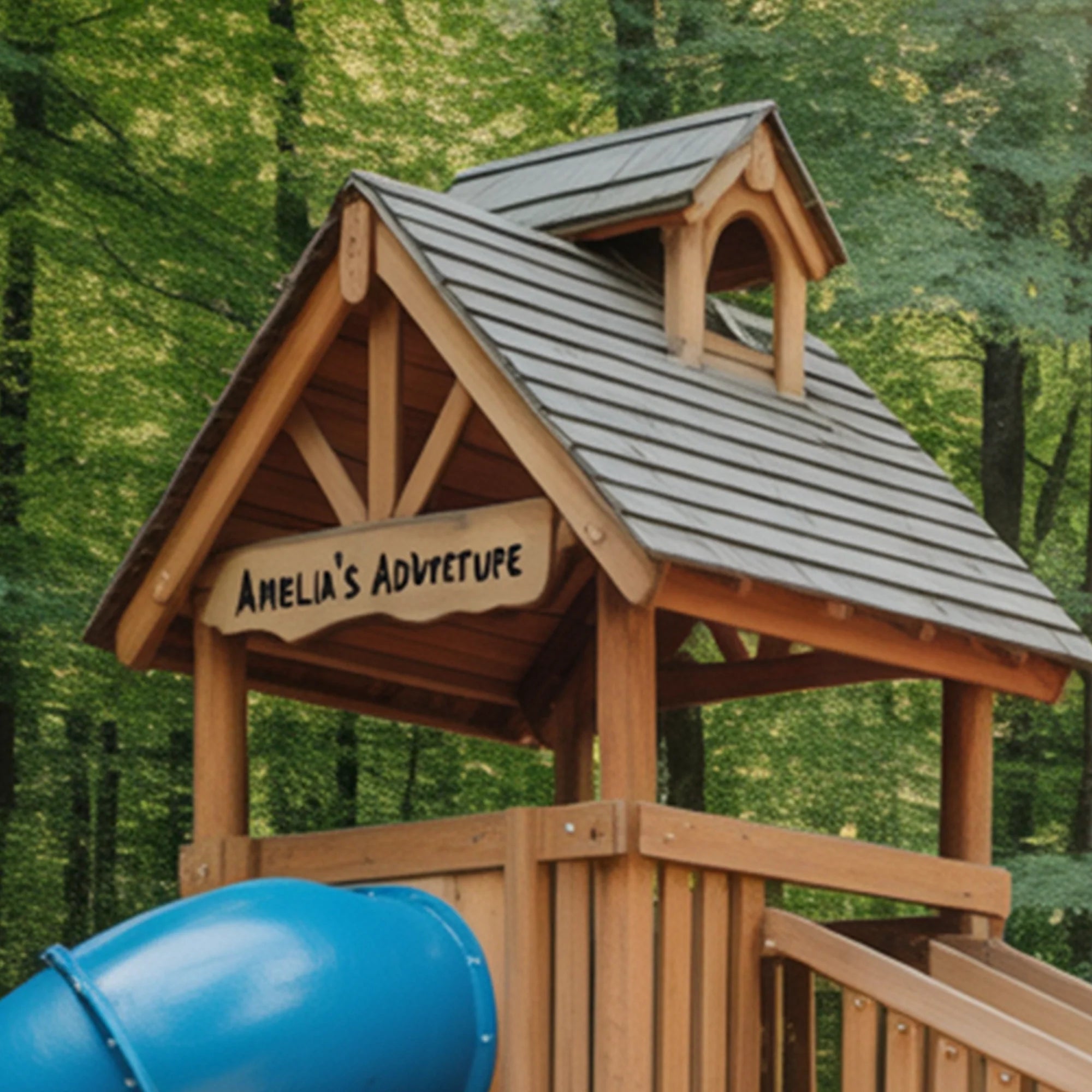 Deluxe Wooden Outdoor Playset with Twin Towers, Spiral Tube Slide, Rock Wall & Clubhouse – 9ft Height x 20ft Length x 10ft Width