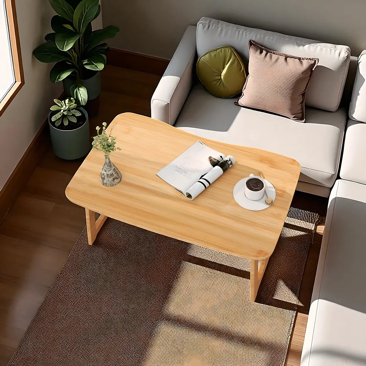 31.5″ Bamboo Coffee Table – Exquisite Asian Design, 265lb Load Capacity 