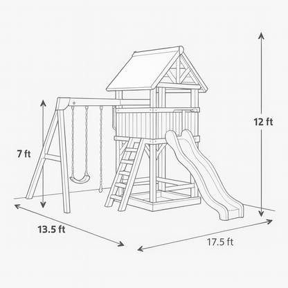 Outdoor Kids Swing Set with Playhouse, Slide & Sandbox – Backyard Wooden Fun