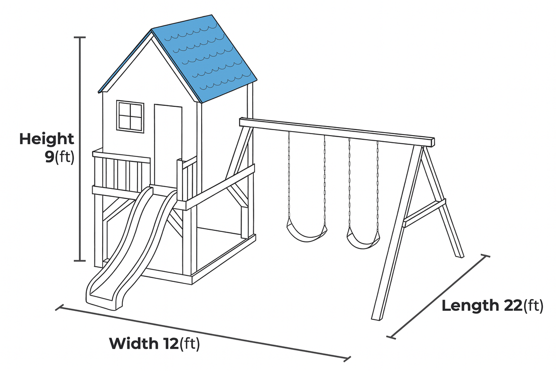 Deluxe Wooden Playhouse with Slide & Swing – Outdoor Kids Activity Set, 22x12x9 ft