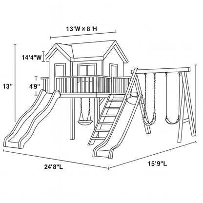 Outdoor Wooden Swing Playset with Slide & Sandbox – Durable Backyard Playground