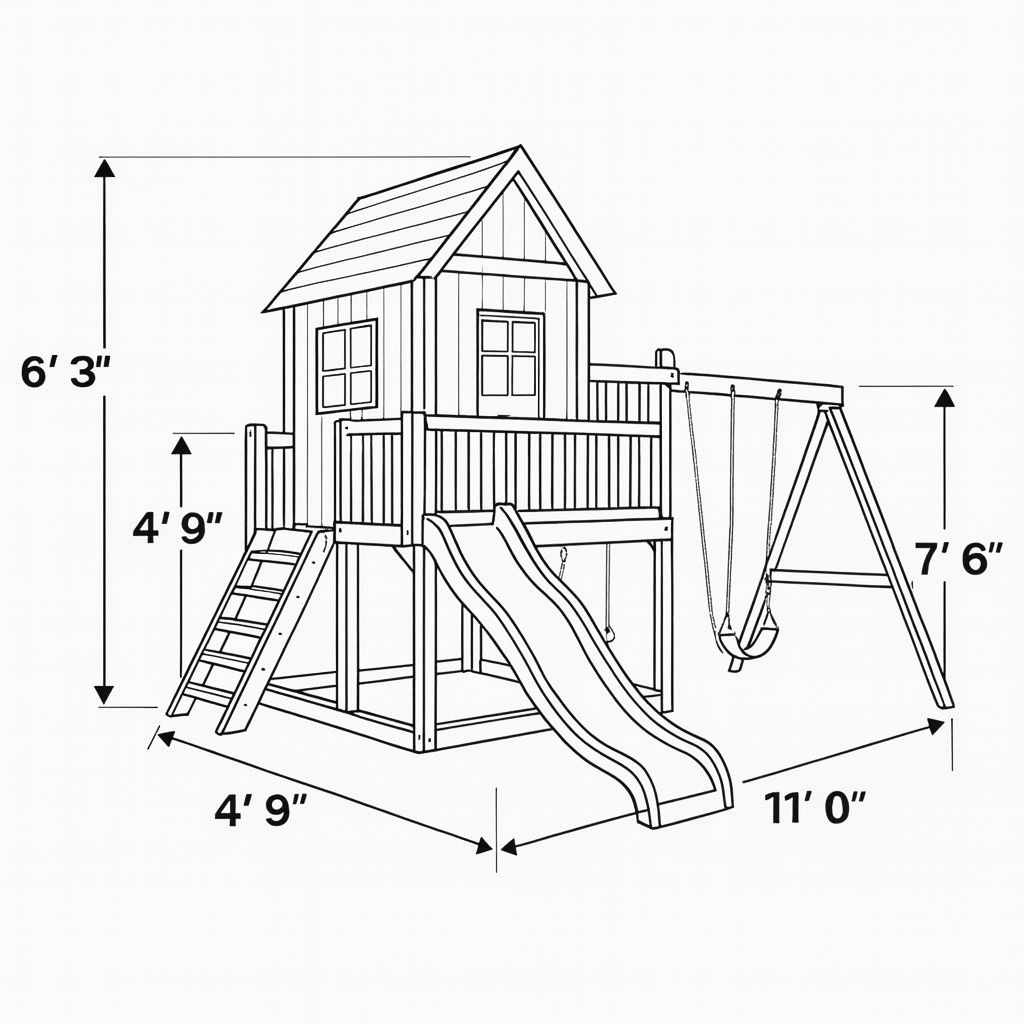 Heavy Duty Wooden Swing Set with Sandbox, Slide & Climbing Ladder – Kids Outdoor Fun