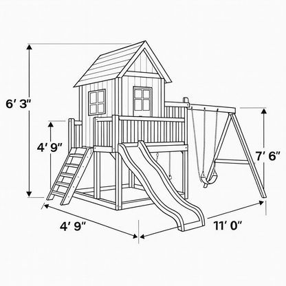 Heavy Duty Wooden Swing Set with Sandbox, Slide & Climbing Ladder – Kids Outdoor Fun