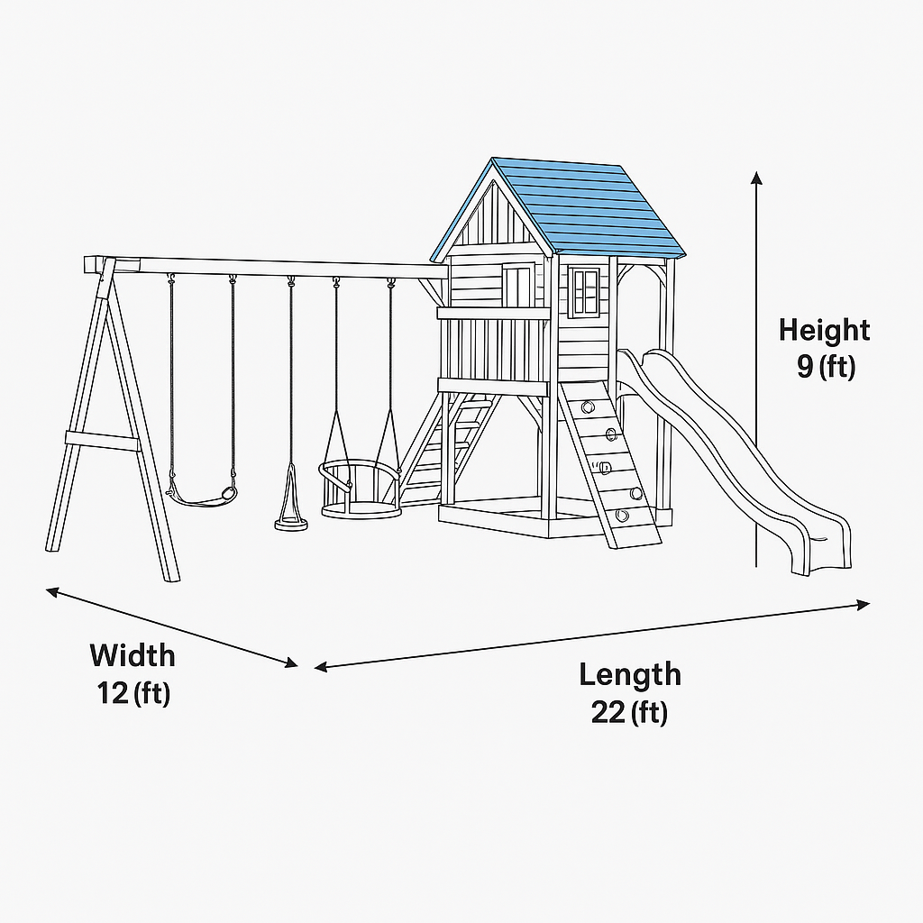 Large Wooden Swing Set with Dual Slides & Swings | Backyard Fun for Kids