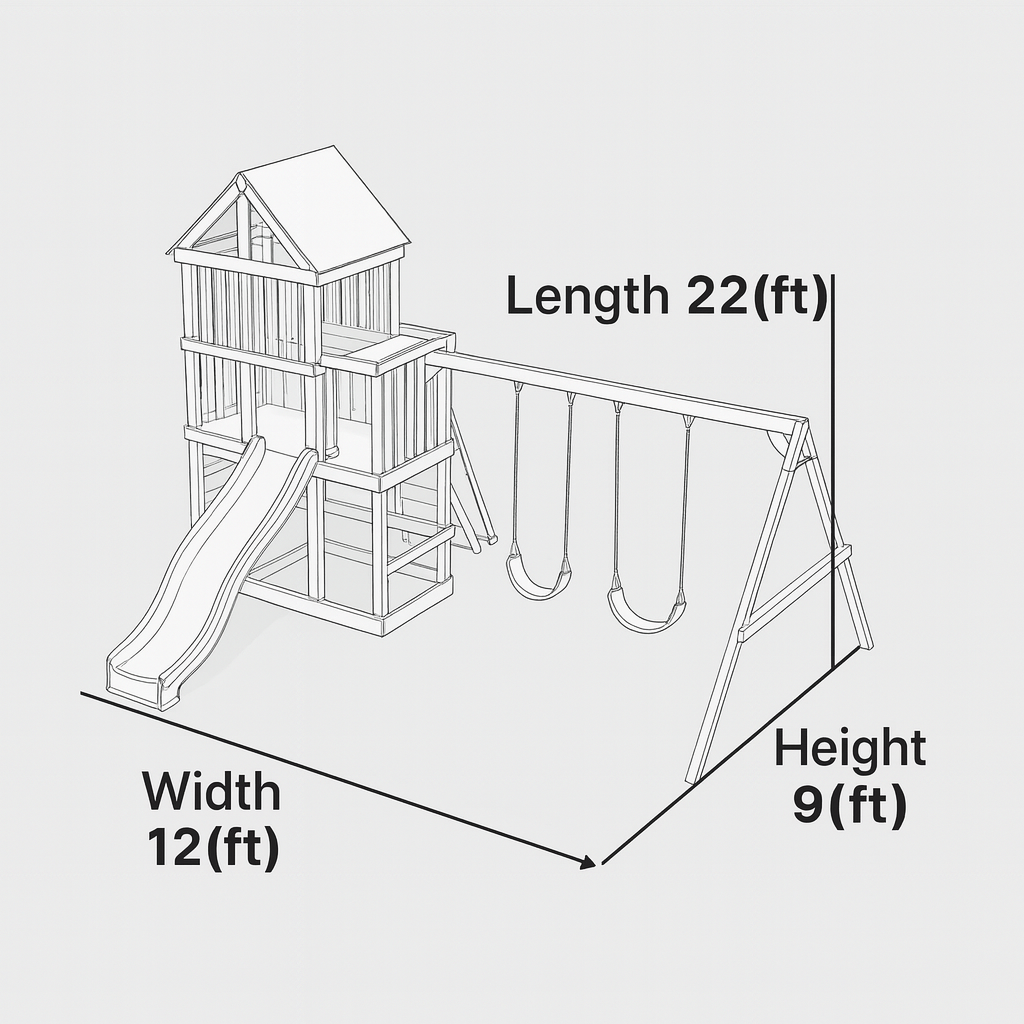 Premium Wooden Swingset with Dual Slides & Rock Climbing Wall – Outdoor Backyard Playset for Kids