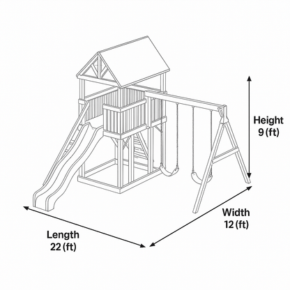 Premium Wooden Swingset with Double Slide & Swings – Outdoor Playset