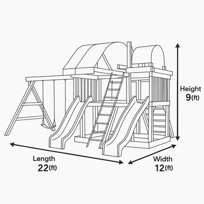 Deluxe Wooden Swingset with Dual Slides, Climbing Wall & Canopy Roof – Outdoor Backyard Playset