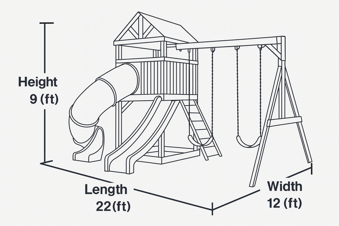 Wooden Swingset with Tube Slide, Double Slide & Swings – Outdoor Playset