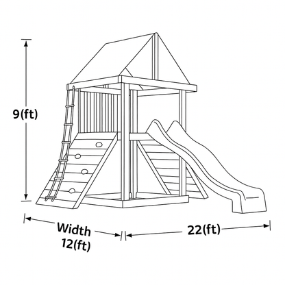 Wooden Swingset with Slide, Climbing Wall & Ladder – Kids Outdoor Playground