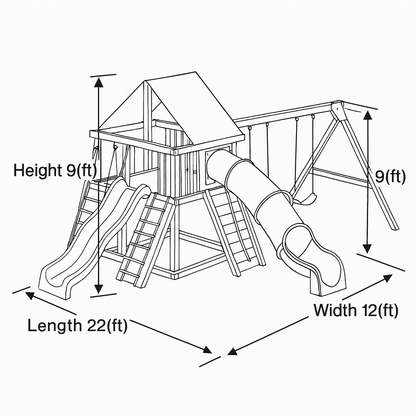 Wooden Swingset with Tube Slide, Double Swings & Climbing Wall – Kids Outdoor Playground