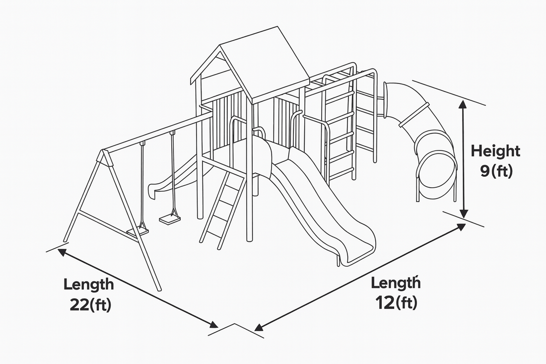 Create lasting memories with a sturdy wooden swingset, complete with slide, rock wall & swing seats – fun for kids ages 3–12.