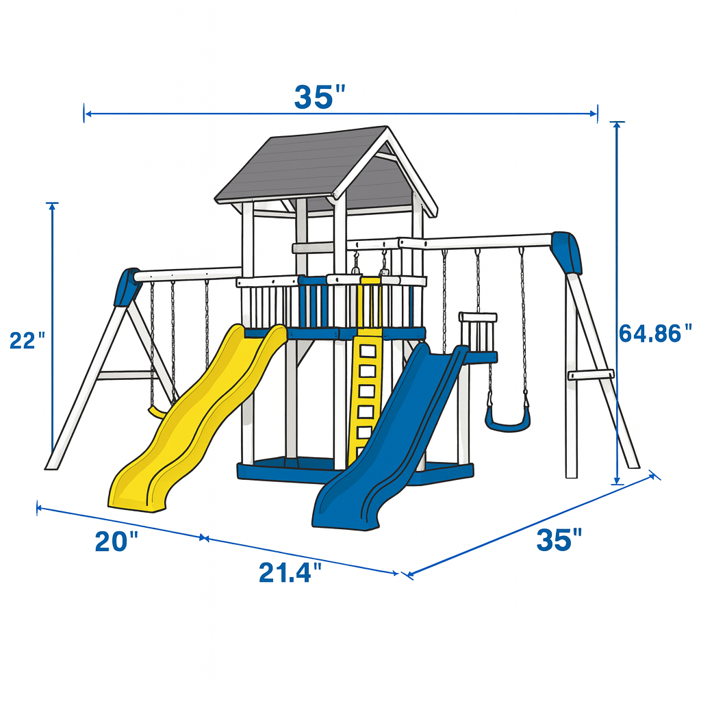 Large Wooden Backyard Playset with Double Slides, Swings & Playhouse – Fun for Kids