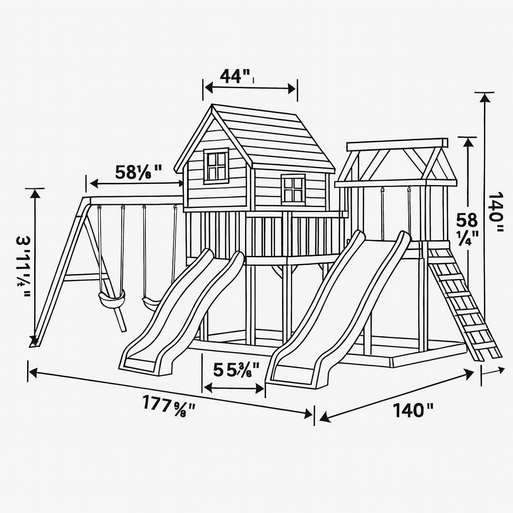 Deluxe Wooden Swing Set with Slide & Playhouse – Safe Backyard Playground for Kids