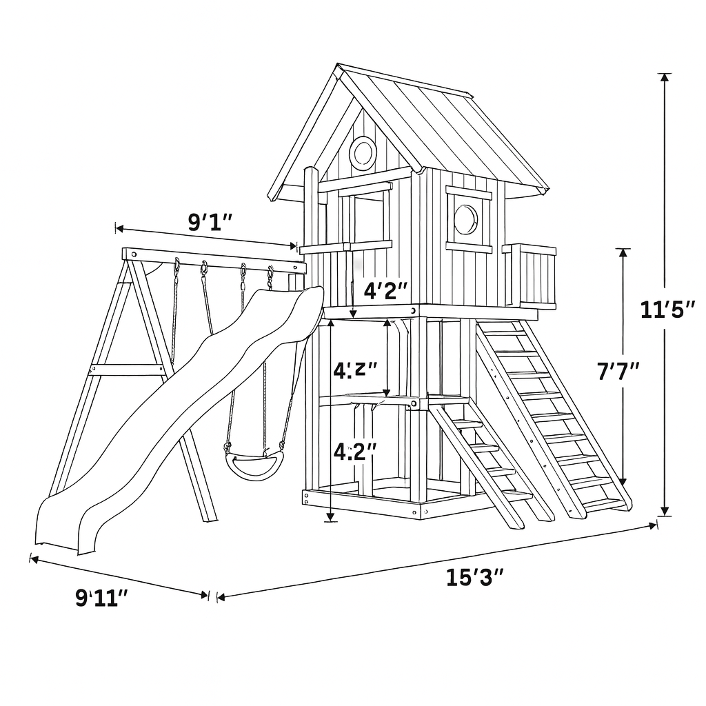 Multi-Activity Swing Set with Slides, Climbing Features & Playhouse for Kids
