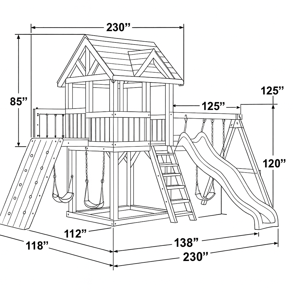 Heavy-Duty Swing Set with Playhouse, 2 Slides & Swings for Backyard Fun