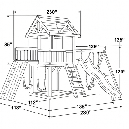 Heavy-Duty Swing Set with Playhouse, 2 Slides & Swings for Backyard Fun