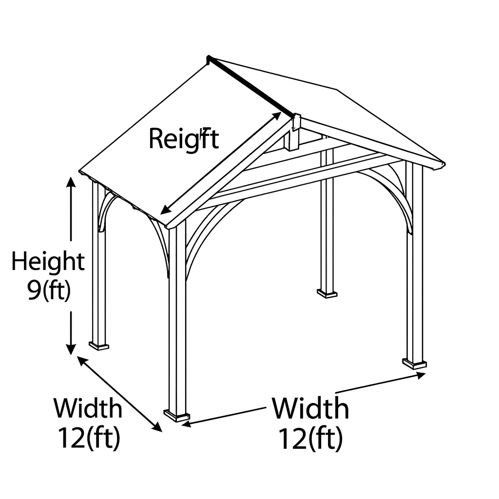 12x12 Wooden & Steel Gazebo with Gable Roof | Outdoor Pavilion for Patio, Garden & Poolside