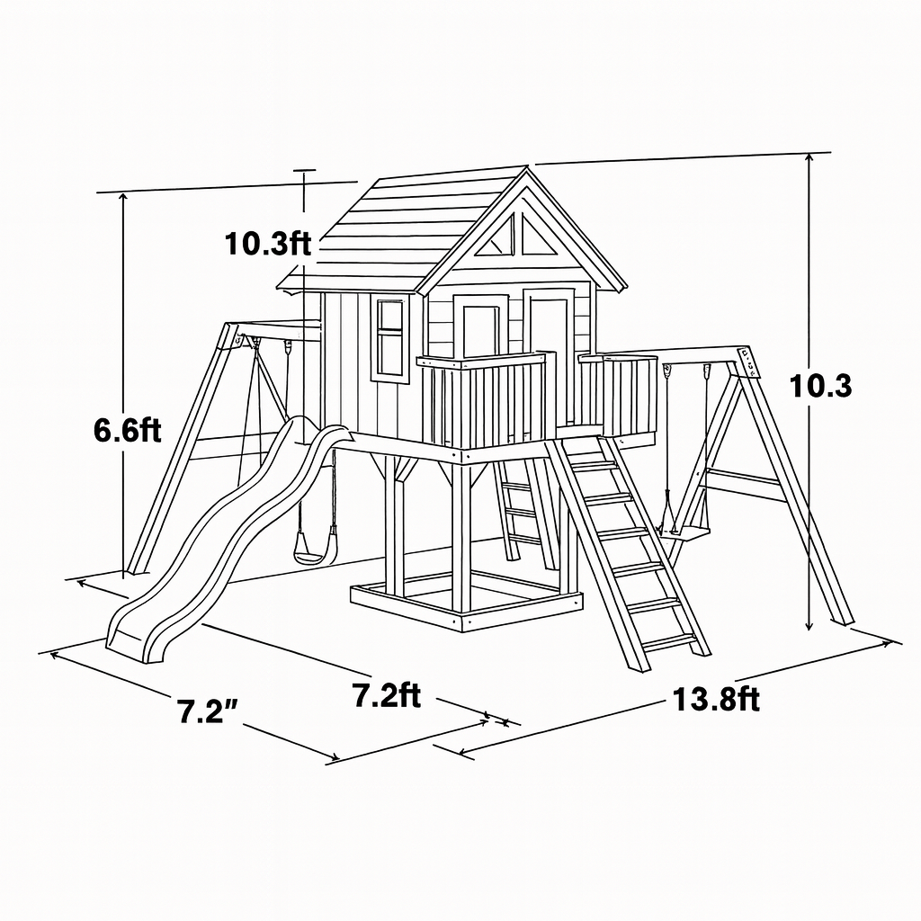 Large Wooden Outdoor Swing Set with Sandbox, Slide & Dual Swings – Backyard Fun