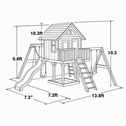 Large Wooden Outdoor Swing Set with Sandbox, Slide & Dual Swings – Backyard Fun