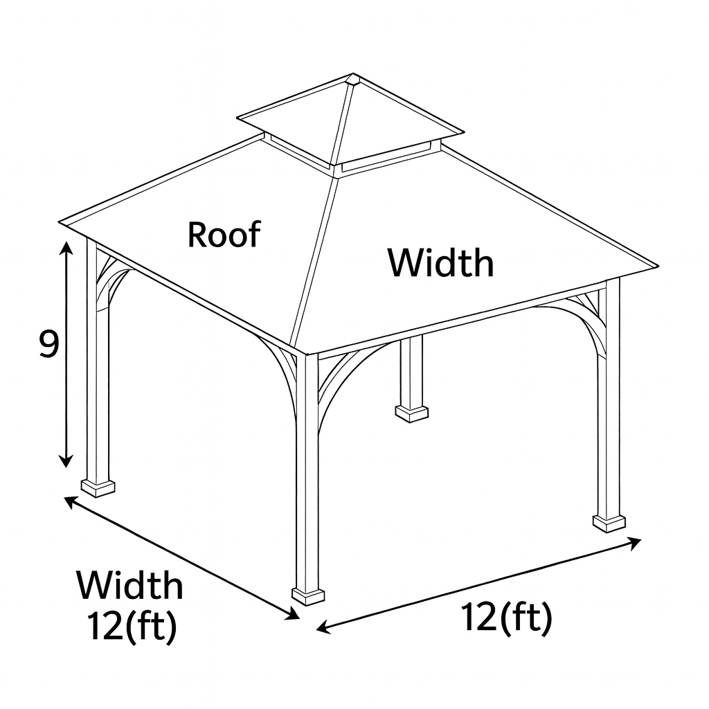 12x12 Wooden Gazebo with Metal Roof | Outdoor Pavilion for Patio, Garden & Poolside Dining