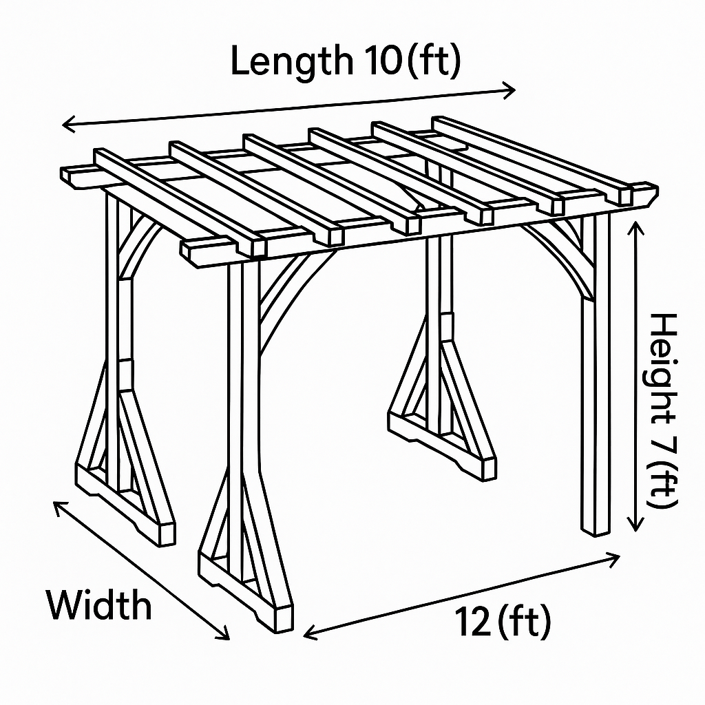 Wooden Garden Swing with Pergola Frame 10x12 ft | Outdoor Patio Swing Seat for Backyard & Porch