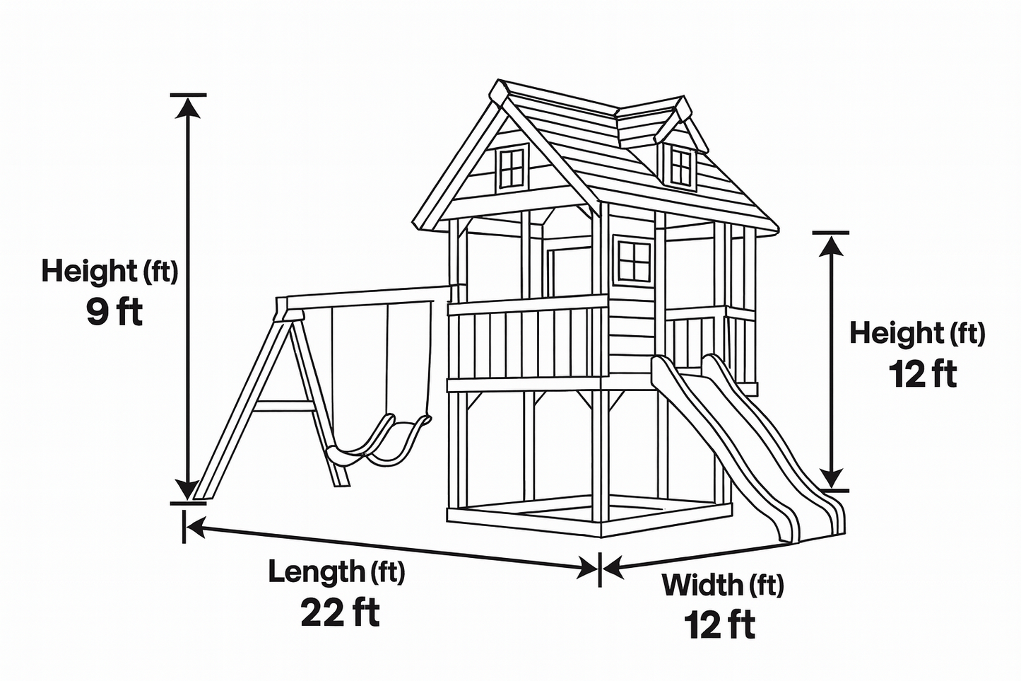 Outdoor Wooden Swingset with Spiral Tube Slide & Dual Swings
