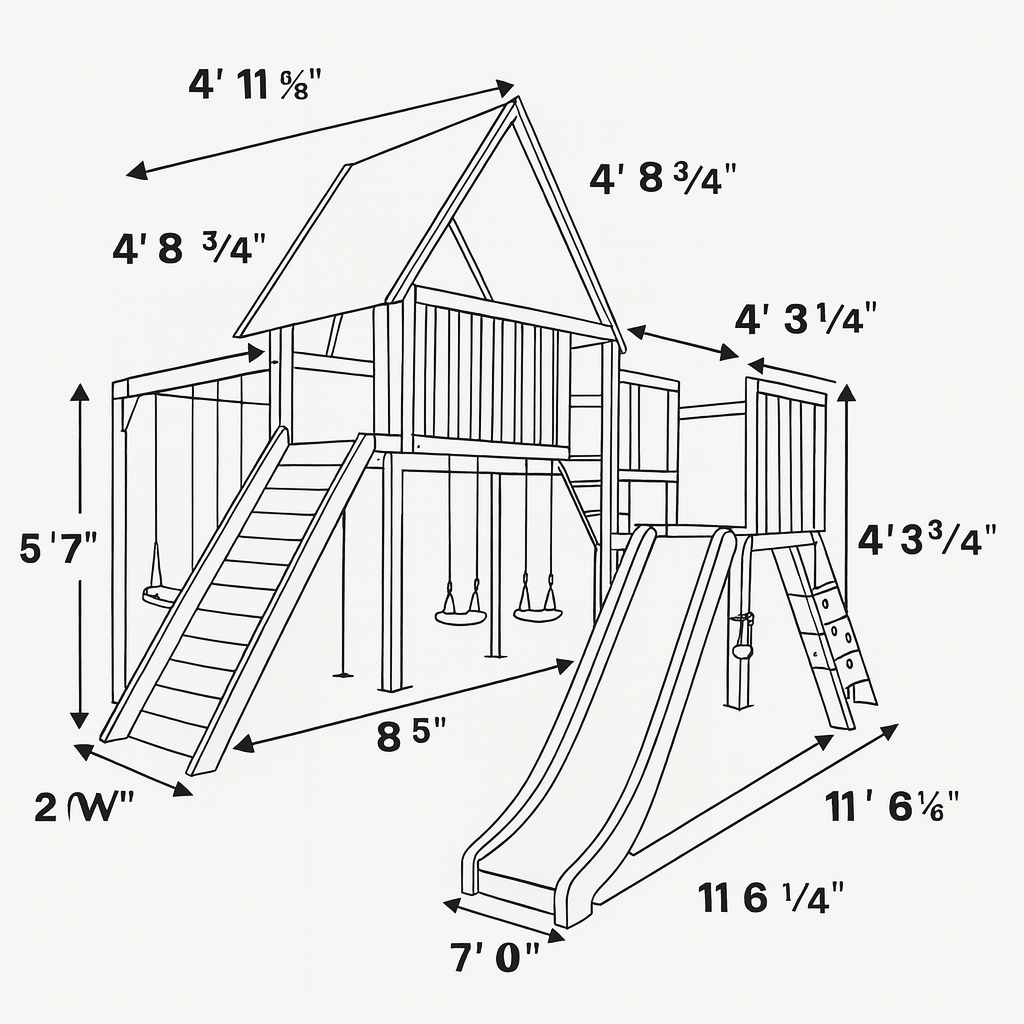 Kids Wooden Swing Set with Sandbox & Slide – Outdoor Playground Equipment