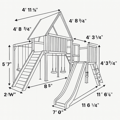 Kids Wooden Swing Set with Sandbox & Slide – Outdoor Playground Equipment