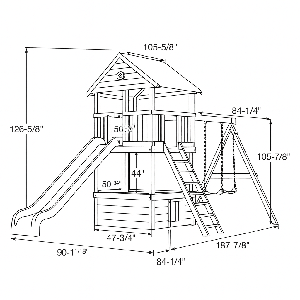 Wooden Swing Set for Children – Backyard Playhouse, Slide & Safe Swings Included