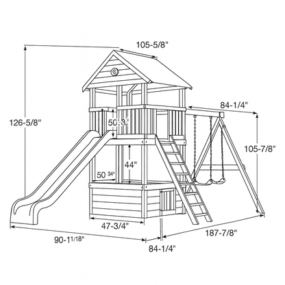 Wooden Swing Set for Children – Backyard Playhouse, Slide & Safe Swings Included