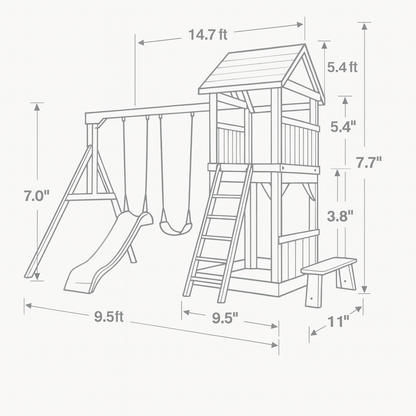 Backyard Wooden Swing Set with Playhouse, Slide & Toddler Seat – Outdoor Fun Zone