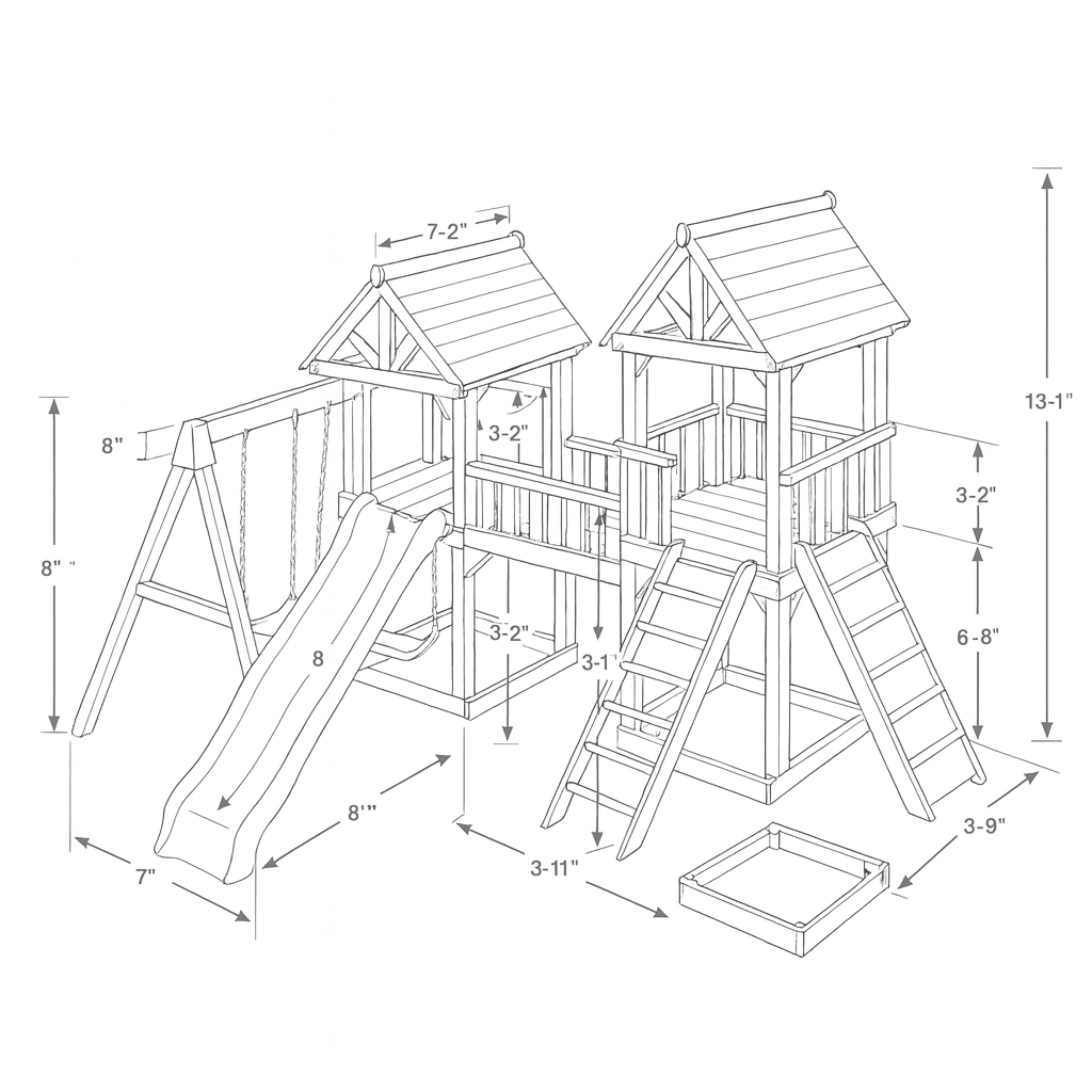 Outdoor Wooden Playground with Slide & Swings – Backyard Swing Set for Children