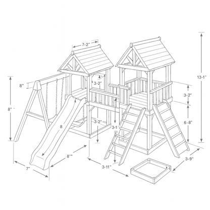Outdoor Wooden Playground with Slide & Swings – Backyard Swing Set for Children