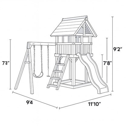 Wooden Swing Set with Slide & Bench – Outdoor Backyard Playground for Toddlers & Kids
