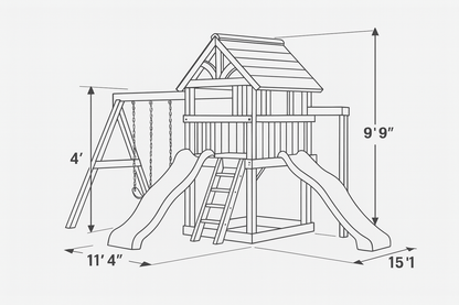 Heavy Duty Wooden Swing Set – Playhouse, Slide & Swings for Safe Outdoor Fun