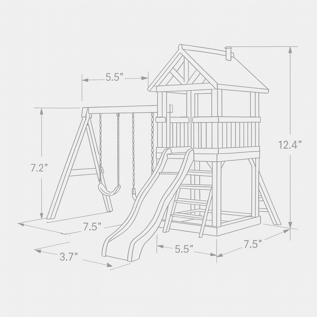 Backyard Playground Swing Set – Wooden Playhouse with Slide and Safe Kids Swings