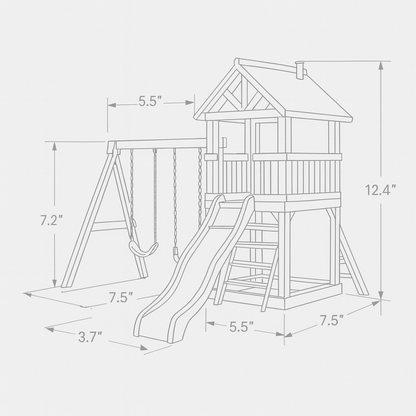 Backyard Playground Swing Set – Wooden Playhouse with Slide and Safe Kids Swings