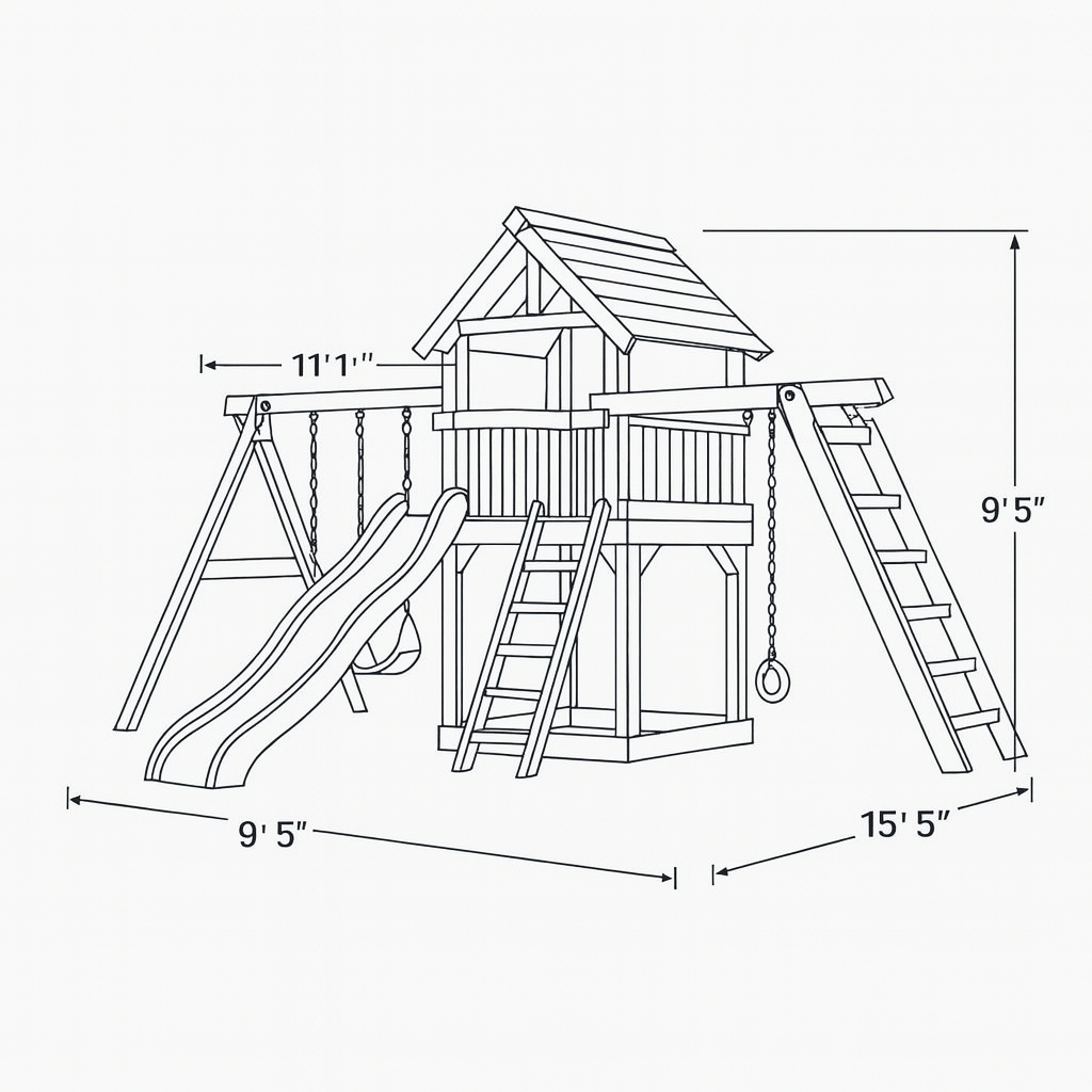 Kids Outdoor Wooden Playset with Swings, Slide & Bench – Durable Backyard Playground