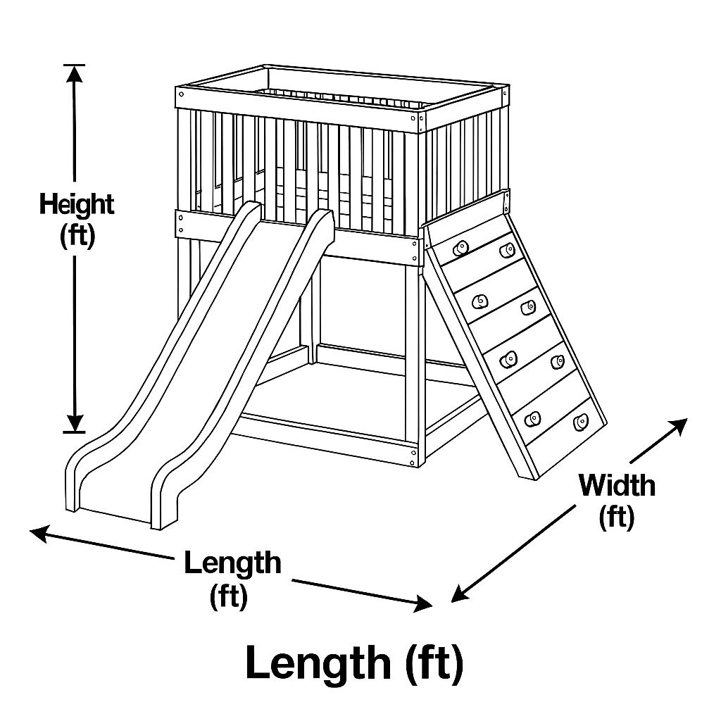 Backyard Wooden Playset with Double Slide & Rock Climbing Wall – Compact Outdoor Adventure Tower