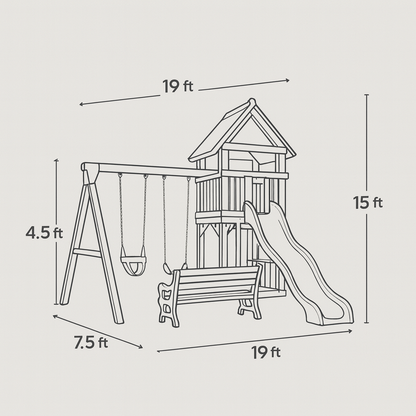 Wooden Swing Set with Slide & Playhouse – Outdoor Playground for Kids Backyard Fun