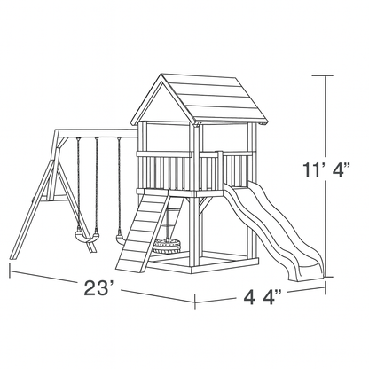 Wooden Swing Set with Double Slides & Playhouse – Safe Outdoor Kids Playground