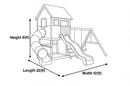 Large Wooden Playhouse with Dual Slides & Swings | Outdoor Kids Playground for Backyard Fun