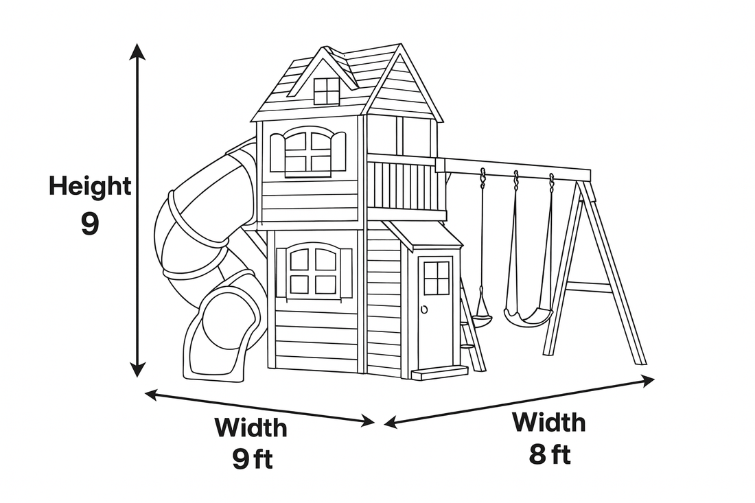 Outdoor Wooden Swingset with Spiral Tube Slide & Dual Swings