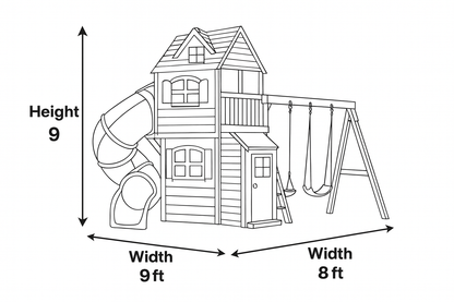 Outdoor Wooden Swingset with Spiral Tube Slide & Dual Swings