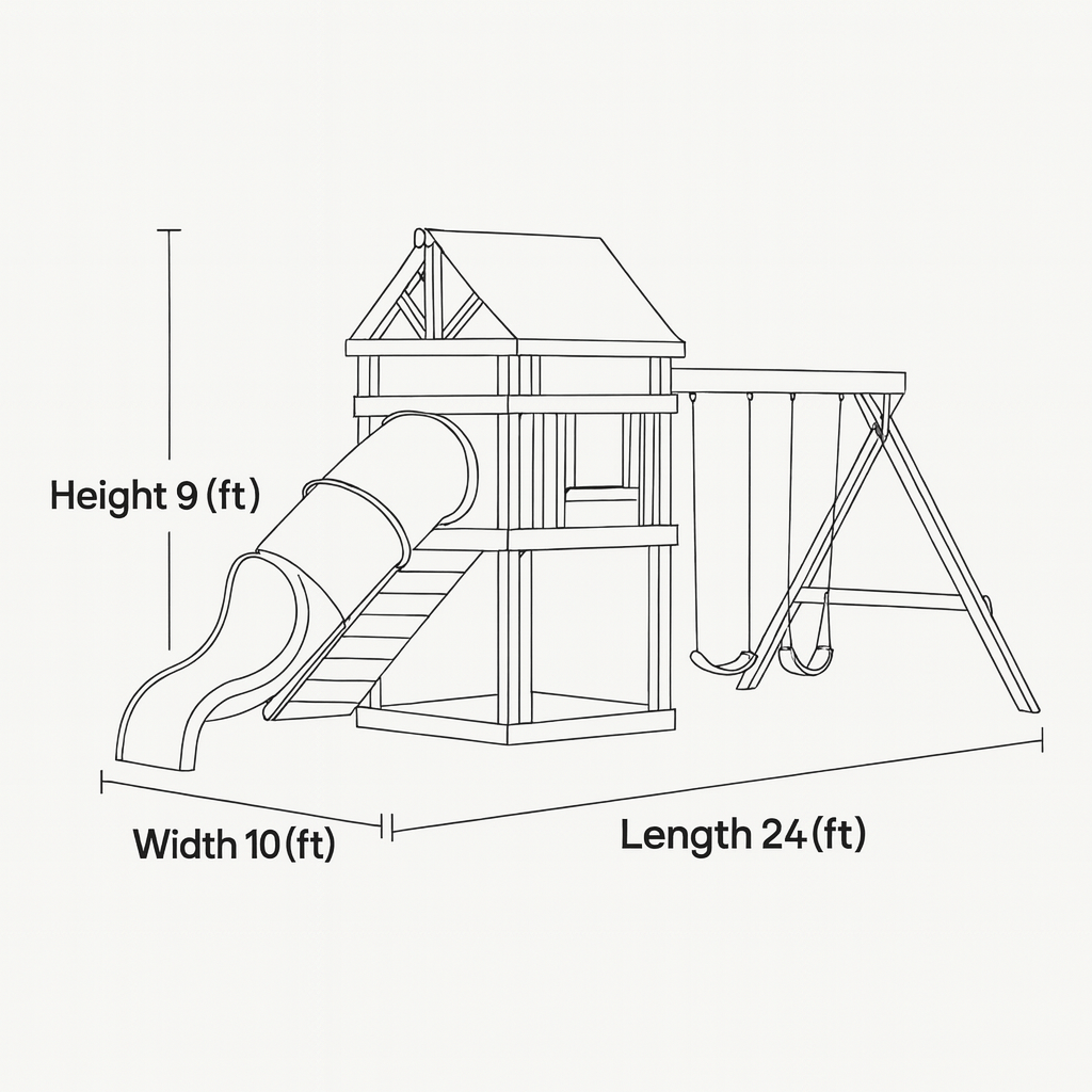 Backyard Wooden Playset with Tube Slide, Double Swings & Climbing Wall – Outdoor Adventure Swing Set for Kids | Durable & Safe Design
